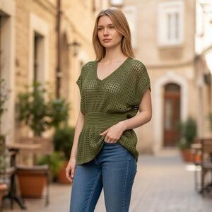 Cupshe Olive Knit Dress with White Layered Top